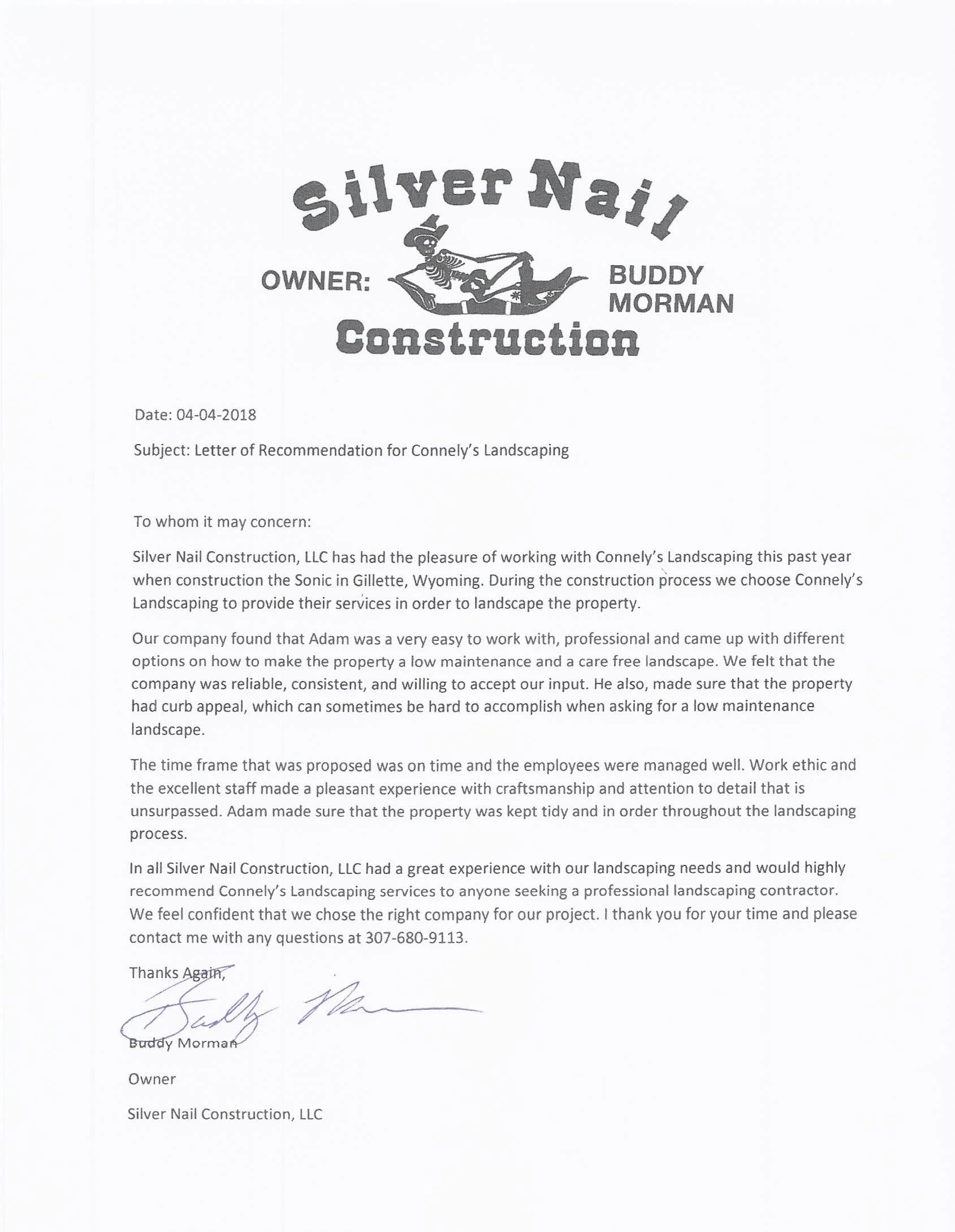 Buddy Morman, Silver Nail Construction