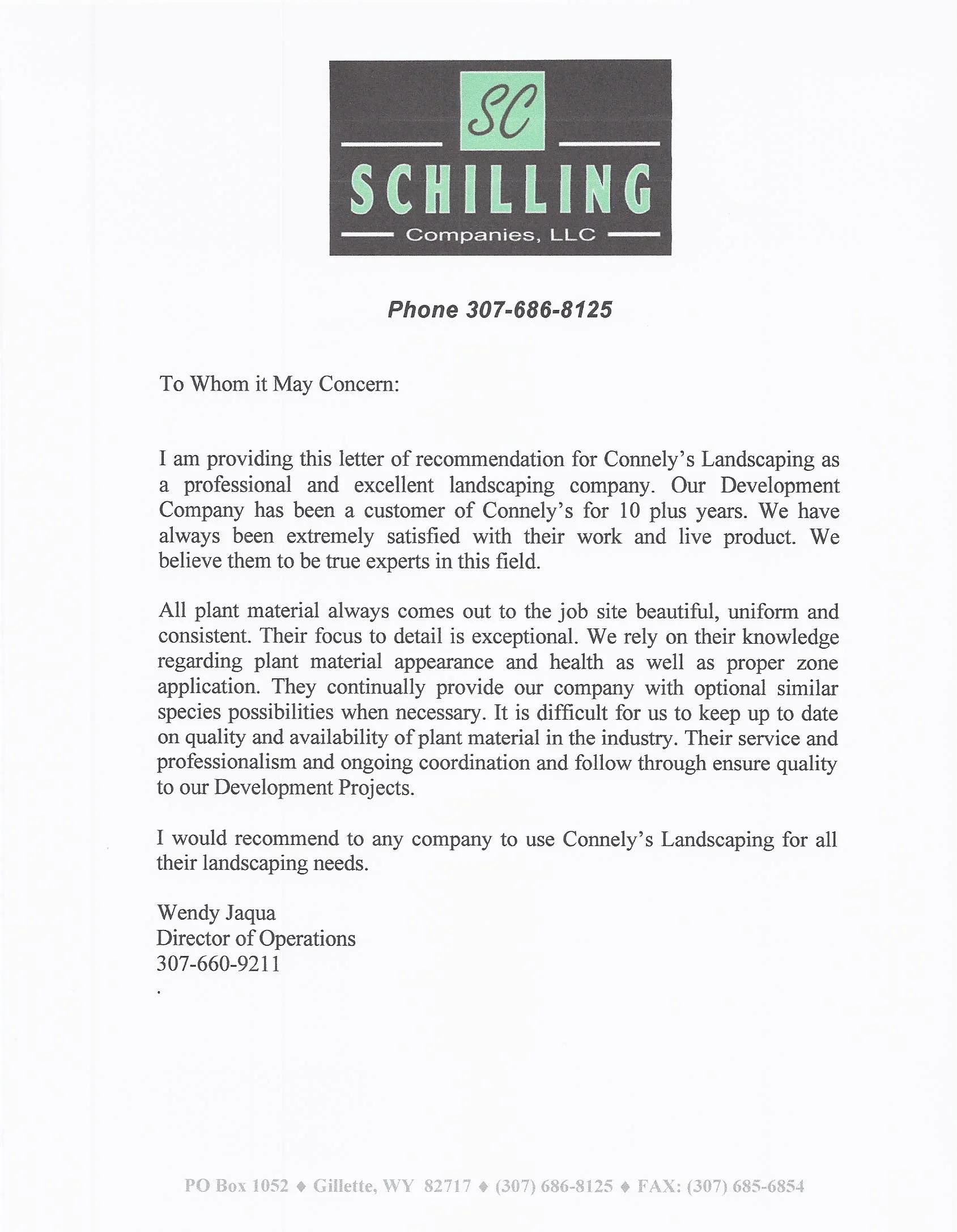 Wendy Jaqua, Schilling Companies